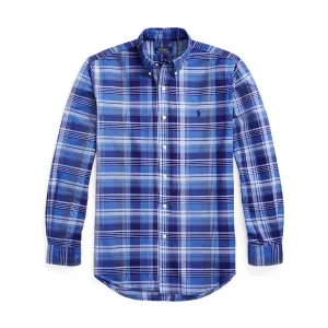 Ralph Lauren - Slim Fit Plaid Oxford Shirt in Blue Mix cycling outfit