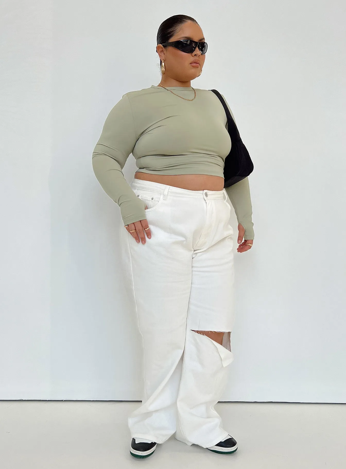 Sevina Wide Leg Denim Jeans White Curve Light Layers