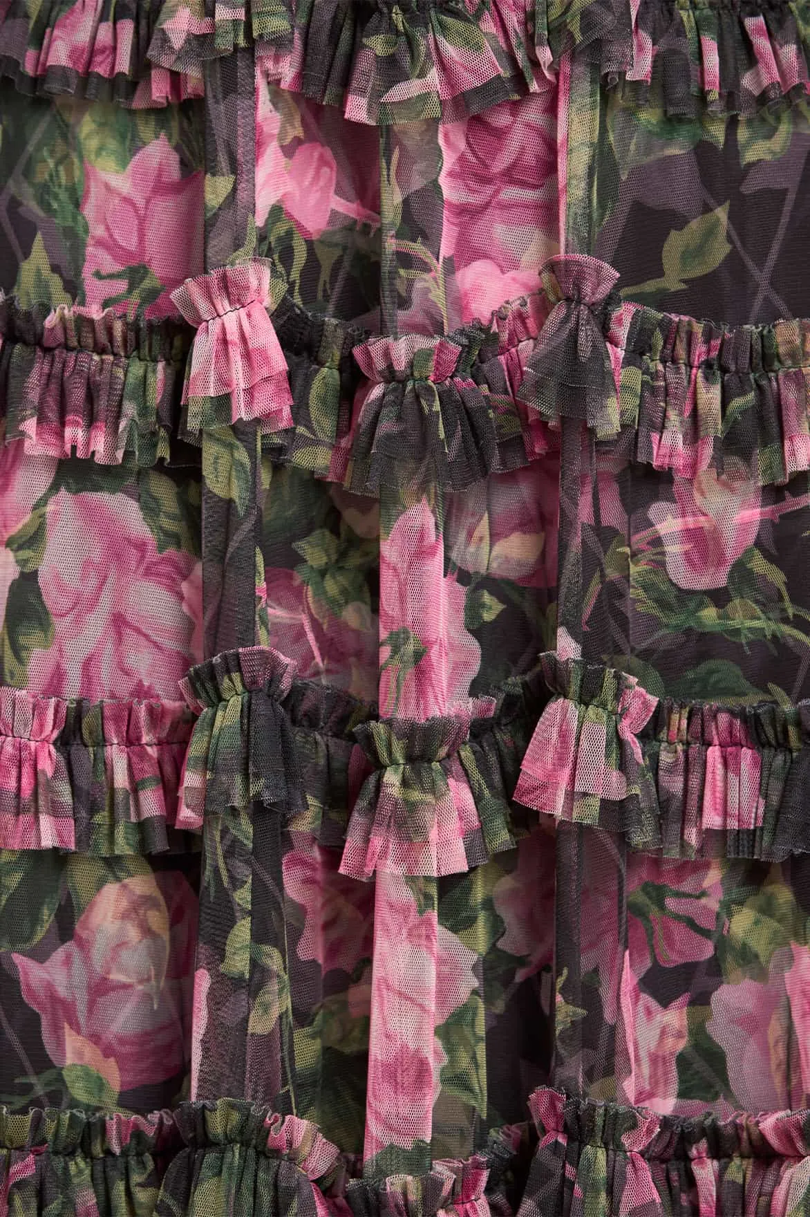 Rose Vine Round Neck Gown Pearl-Detail