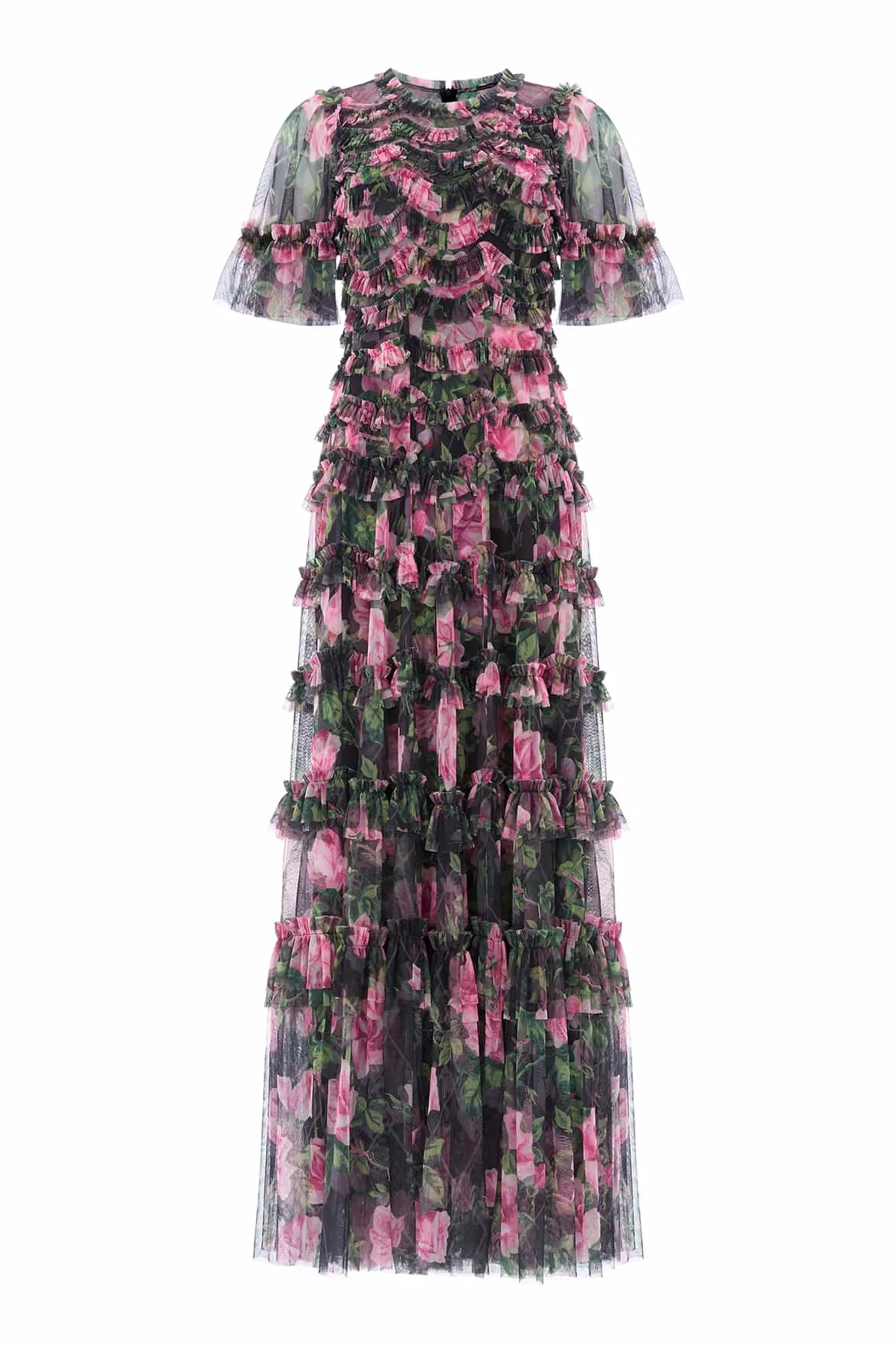 Jewel Tones Summer Ease Rose Vine Round Neck Gown