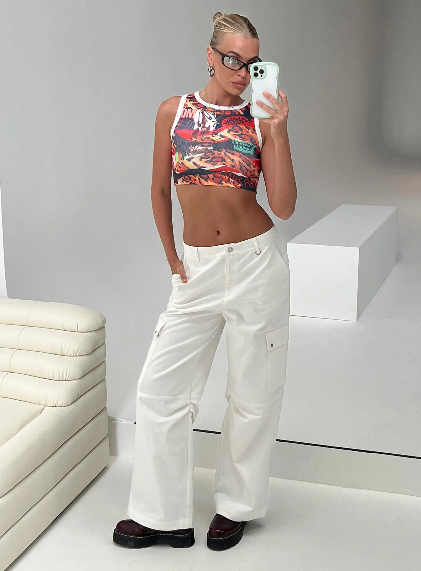 Outfit Routine Spring Attire Fallout Mid Rise Cargo Pants White Tall