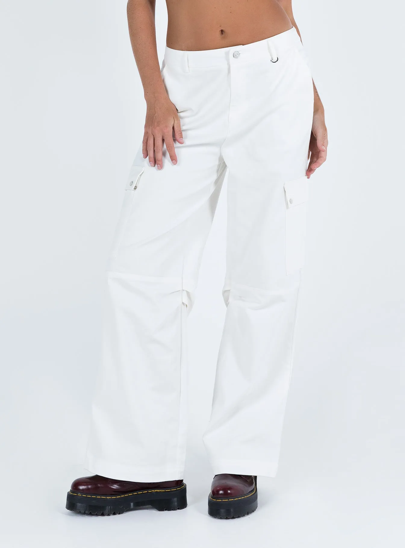 Casual Friday Picnic Style Nature Lover Style Neutral Fallout Mid Rise Cargo Pants White Tall