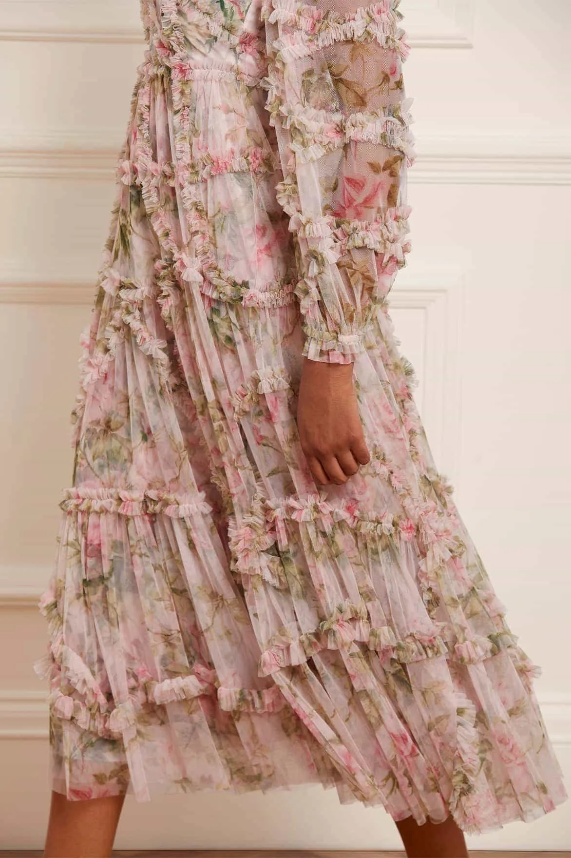 Lace Soft English Rose Diamond Ruffle Ballerina Dress