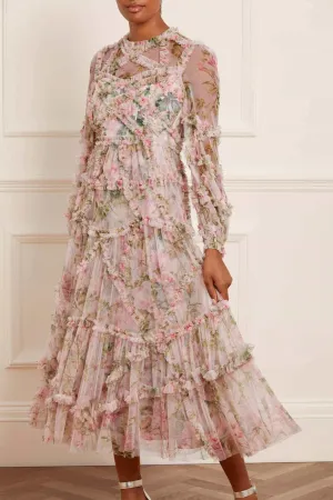 Eco-friendly English Rose Diamond Ruffle Ballerina Dress