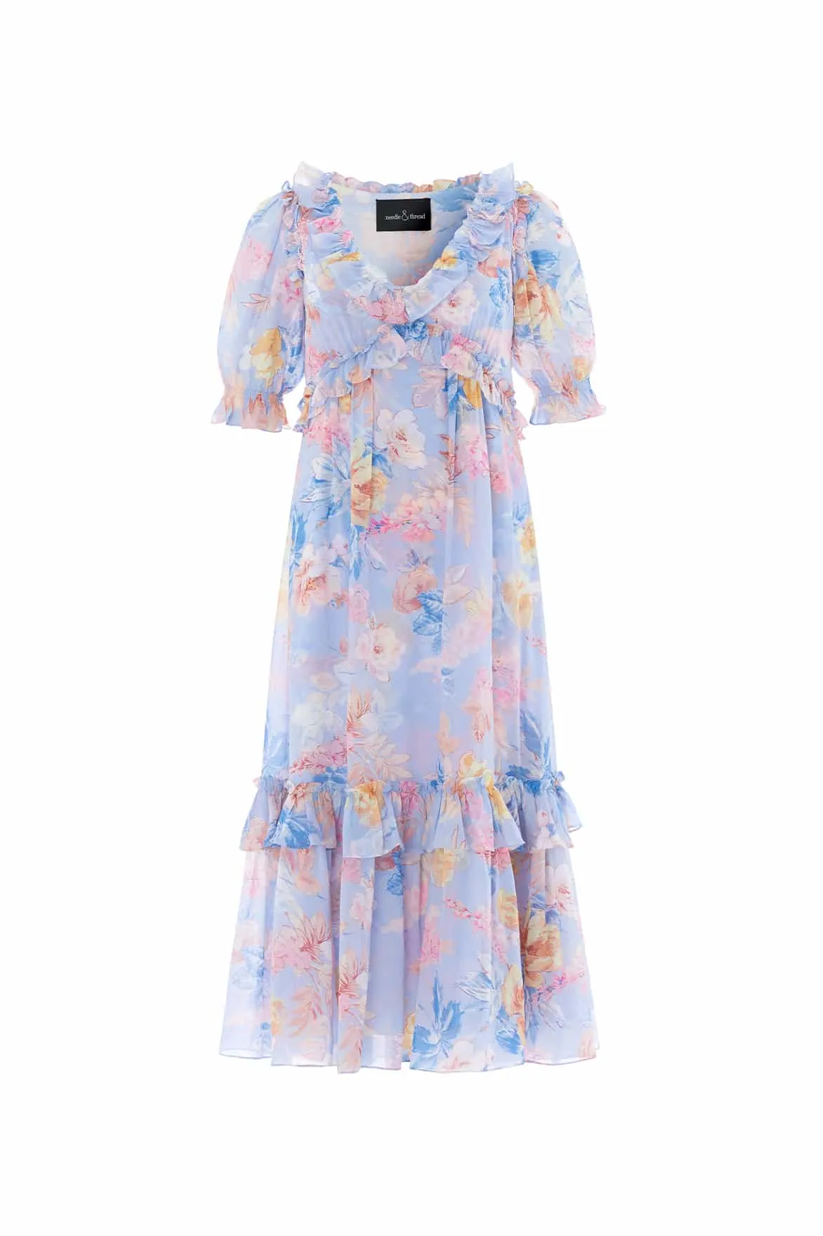 Daytime Look All Look Mariannes Floral Chiffon Short Sleeve Ballerina Dress