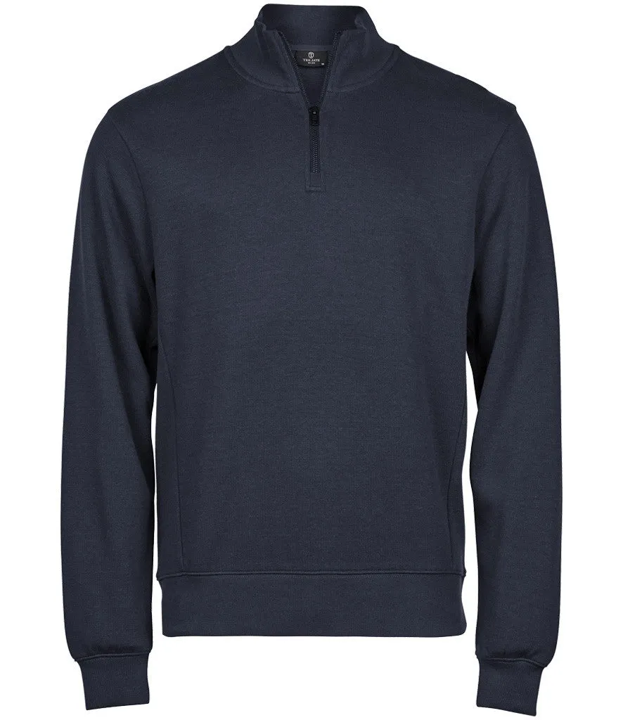 Ribbed Interlock Half Zip | NAVY Layered Outfit Snow Trip