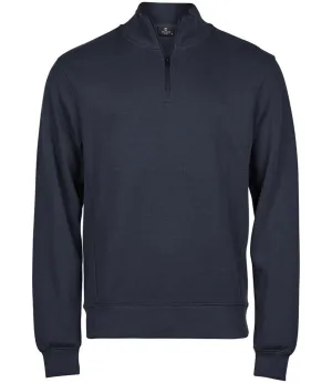 Ribbed Interlock Half Zip | NAVY Layered Outfit Snow Trip