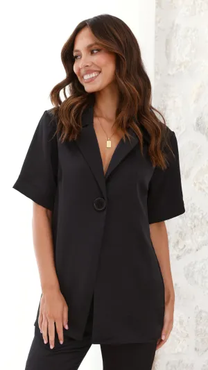 Imogen Button Shirt - Black Euro Mood Elegant Top