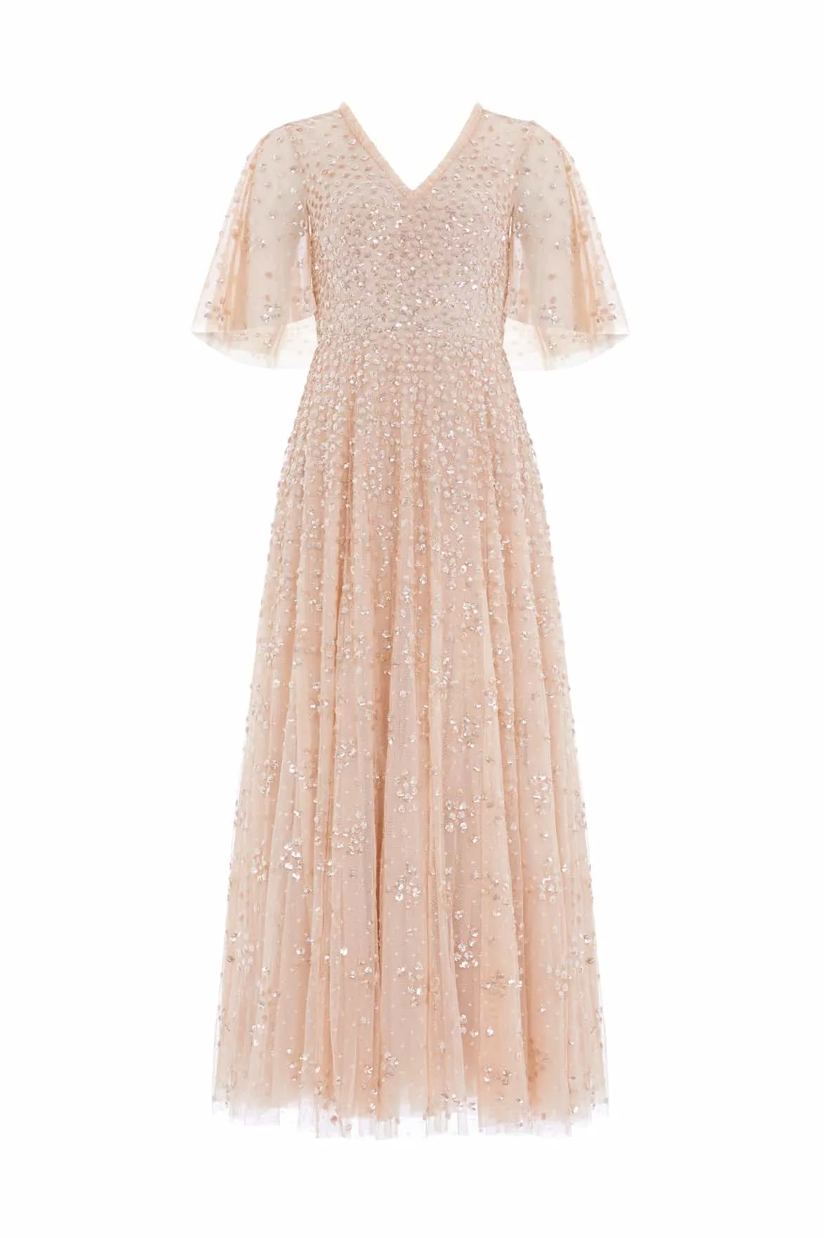 Comfy Flex Elegant formal piece Leila Dot V-Neck Cape Ankle Gown