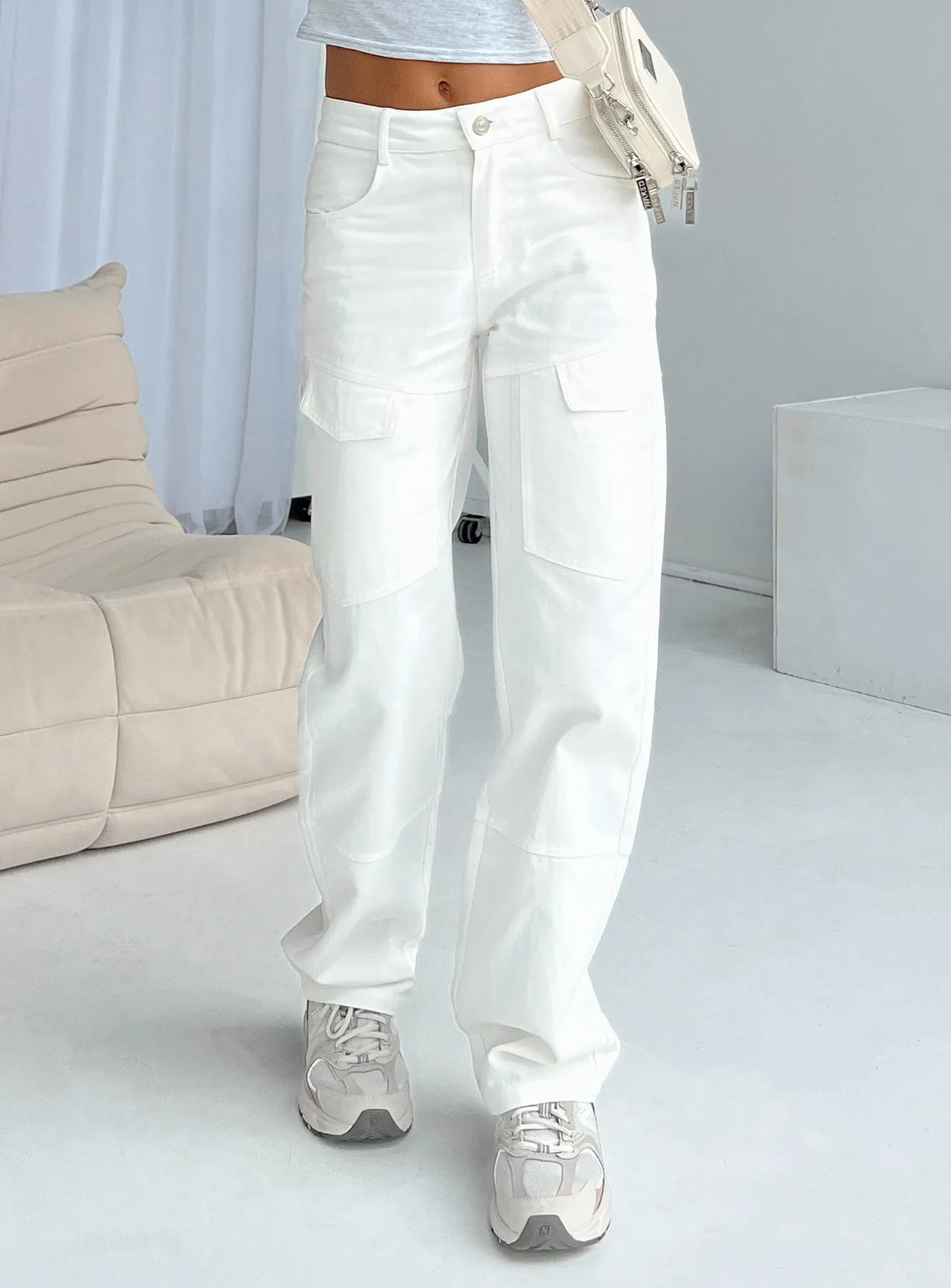 No Fuss Style Kapala Cargo Jeans White