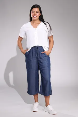 Anti Pilling Surface Mid Calf Pants | DARK INDIGO | 6636C1