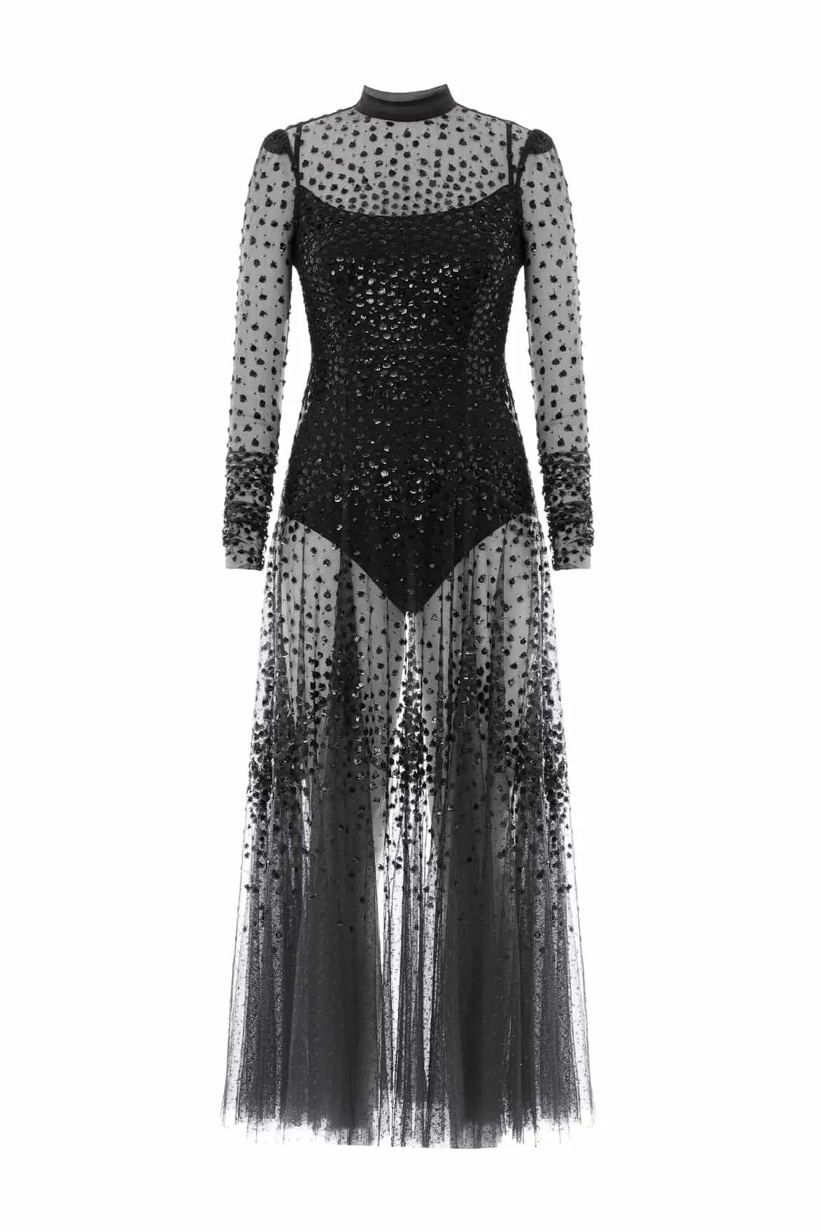 Scallop Sequin Sheer Bow Ankle Gown Timeless Shape