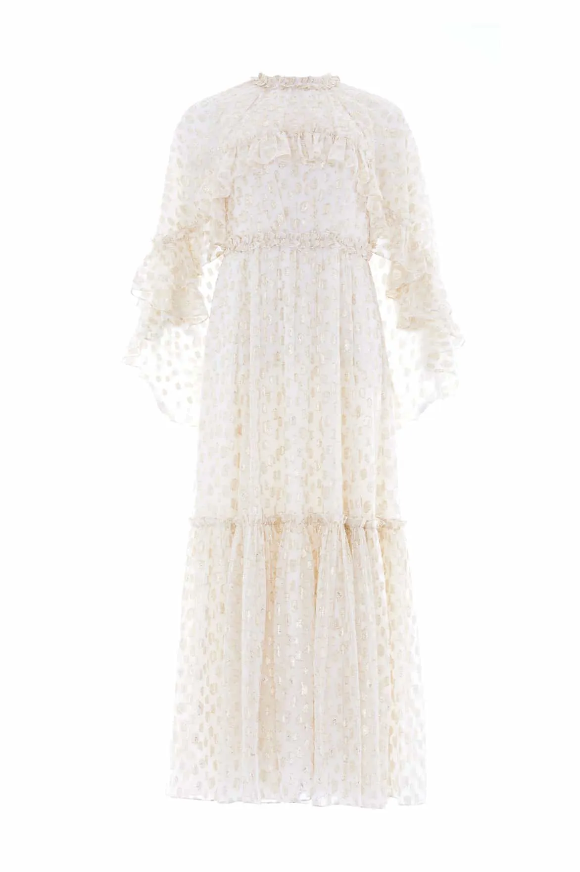 Harper Lurex Cape Ankle Gown Flattering Waistband Relaxed day dress