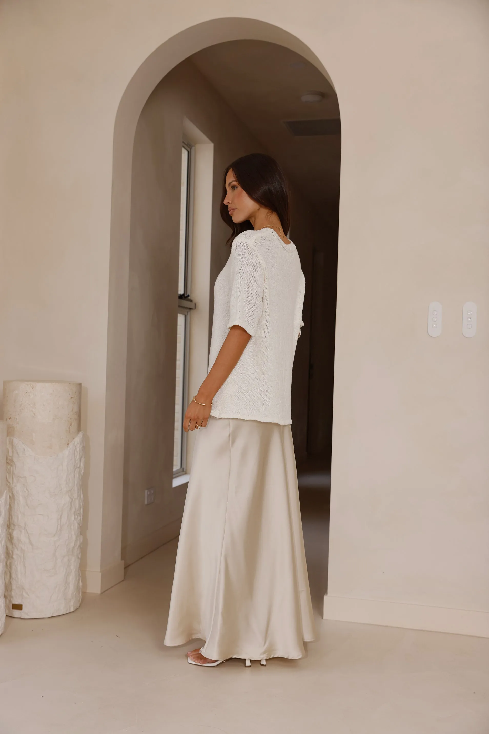 Island Vibe Lightweight Feel Amara Knit Top - White