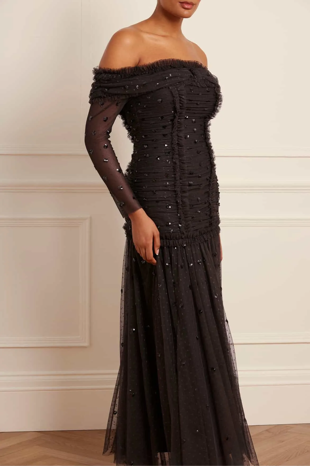 Love Heart Rouched Off-Shoulder Gown Midnight Mood