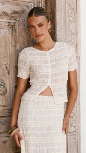 SmoothGripFastenings Metro Edge Maisie Button Up Top - Cream