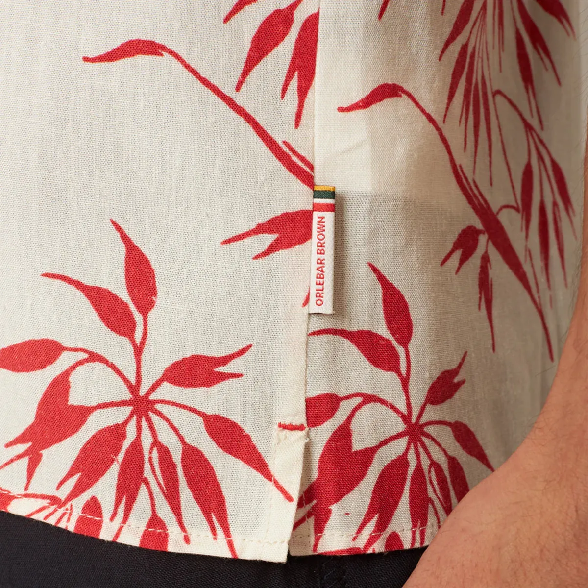 Orlebar Brown - Hibbert Bamboo SS Shirt in White Sand/Summer Red Edgy