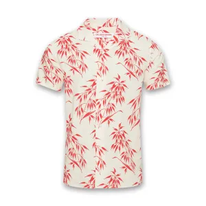 Biodegradable Options Breezy Design Orlebar Brown - Hibbert Bamboo SS Shirt in White Sand/Summer Red
