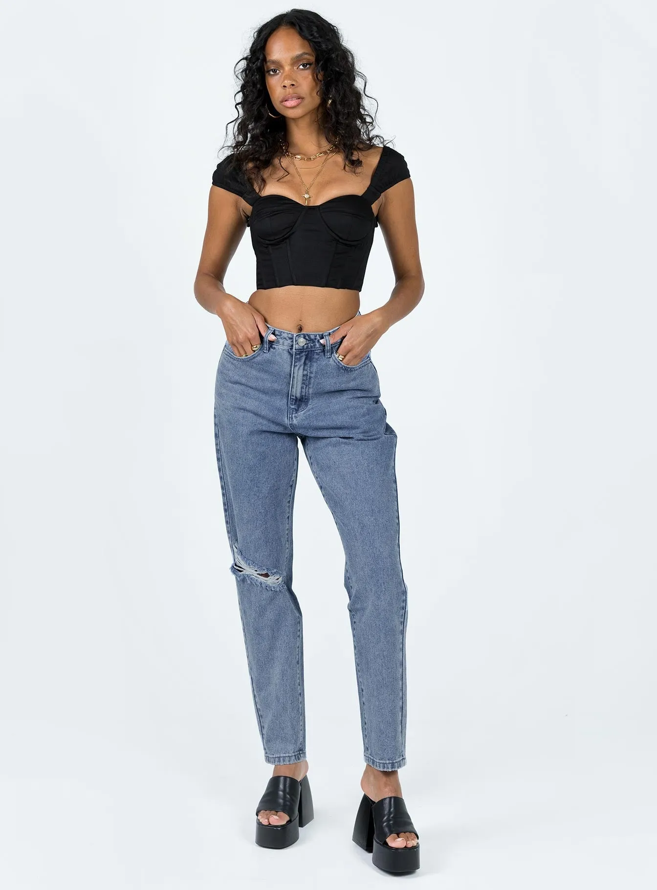 Stylish Adult Fashion Eco Friendly Fashion Lover Morning Stroll Unofficial High Waisted Mom Jean Light Wash Denim