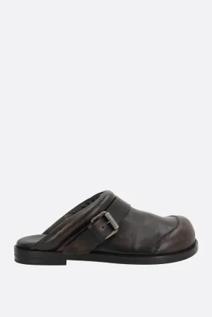 glossy leather mules with buckle-detail Any Day