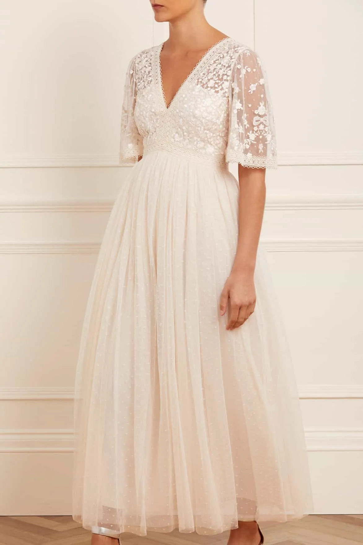 Jewel-Tone Relaxing Style Celestia Ribbon Bodice Ankle Gown