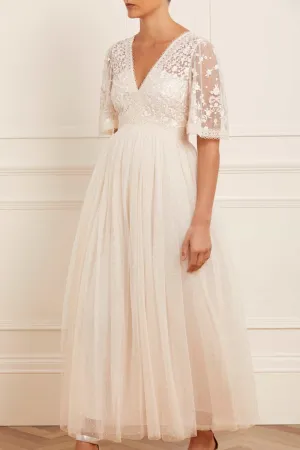 Jewel-Tone Relaxing Style Celestia Ribbon Bodice Ankle Gown