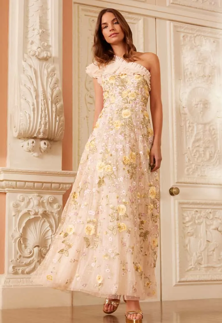 packable Cafe Vibe Florine One-Shoulder Ankle Gown