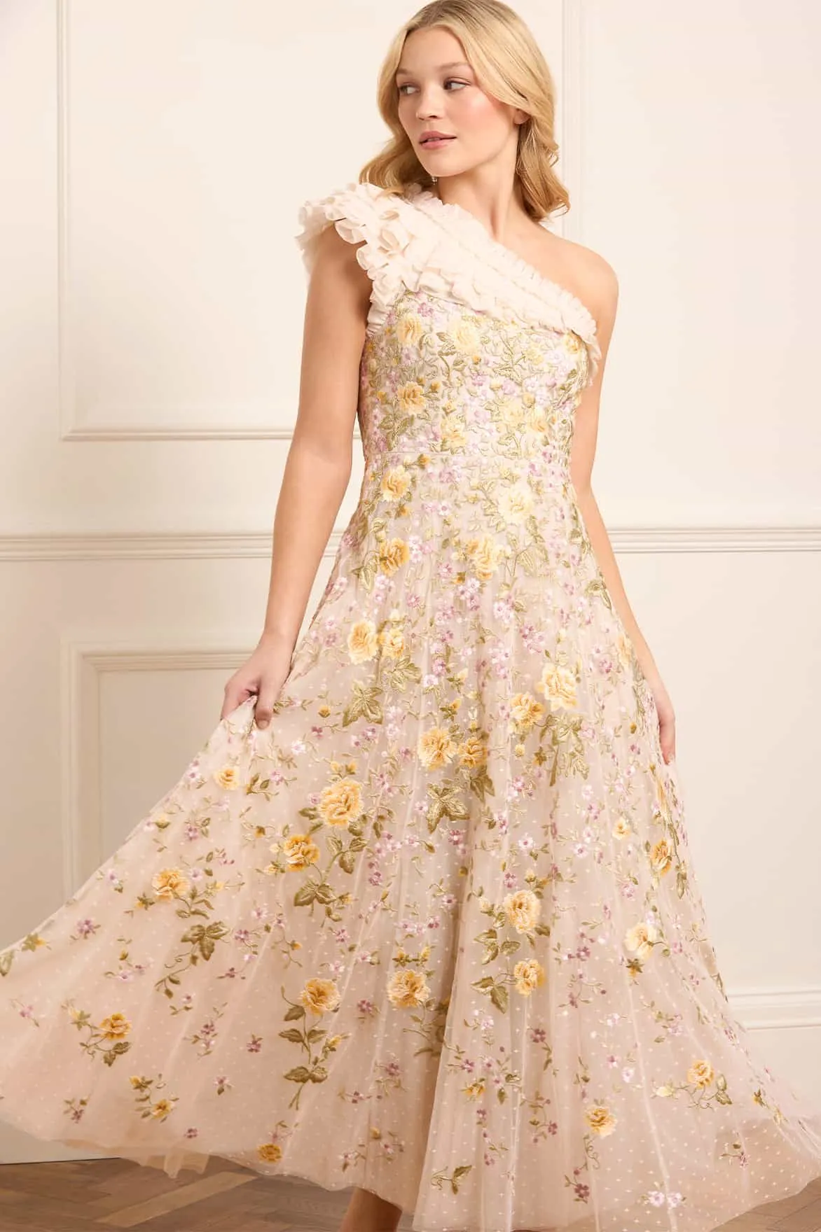 WaterRepellentCoating Fit Vibe Florine One-Shoulder Ankle Gown