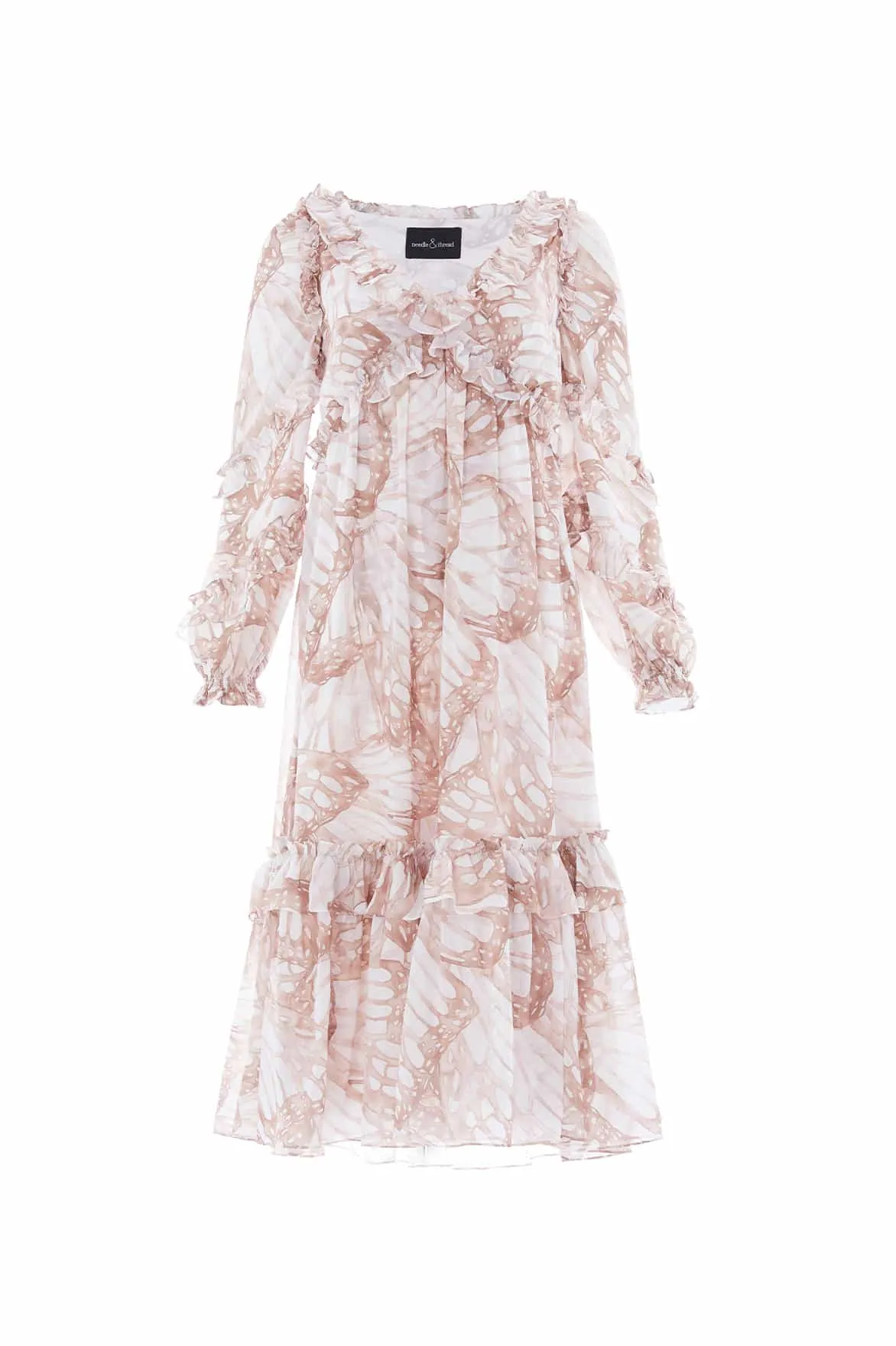 Beauty Zone Flutter Chiffon Long Sleeve Ballerina Dress