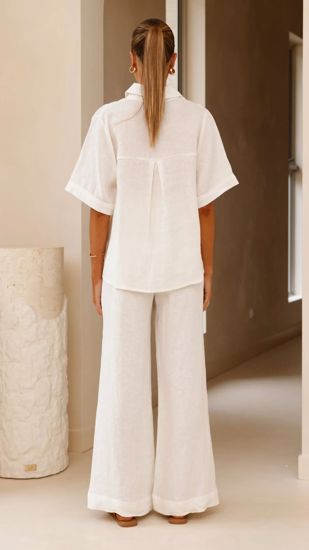 Party Guest ErgonomicCut Darcila Short Sleeve Button Up Shirt - White