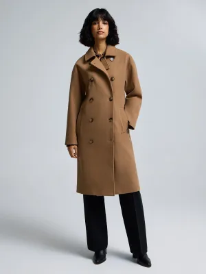 Faux Wool Trench Coat Stitched Look UltraQuietMaterial