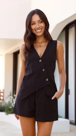 Game Day casual sneakers Gallia Asymmetrical Top and Shorts Set - Black