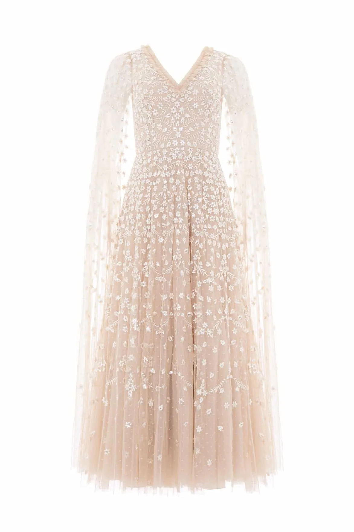 Bold Design Clover Cape Sleeve Ankle Gown