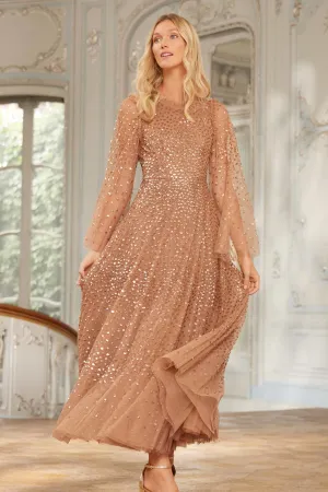 Scatter Dot Round Neck Ankle Gown Event Safe Dream Look