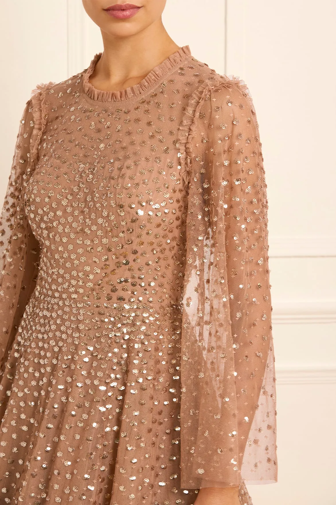 Vintage Vibe Scatter Dot Round Neck Ankle Gown