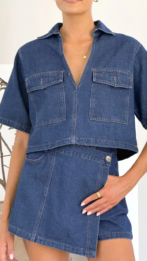 fresh start Soft Touch Olivia Top and Skort Set - Dark Denim