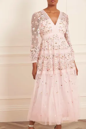 Minimalist Style Garland Ribbon Ankle Gown