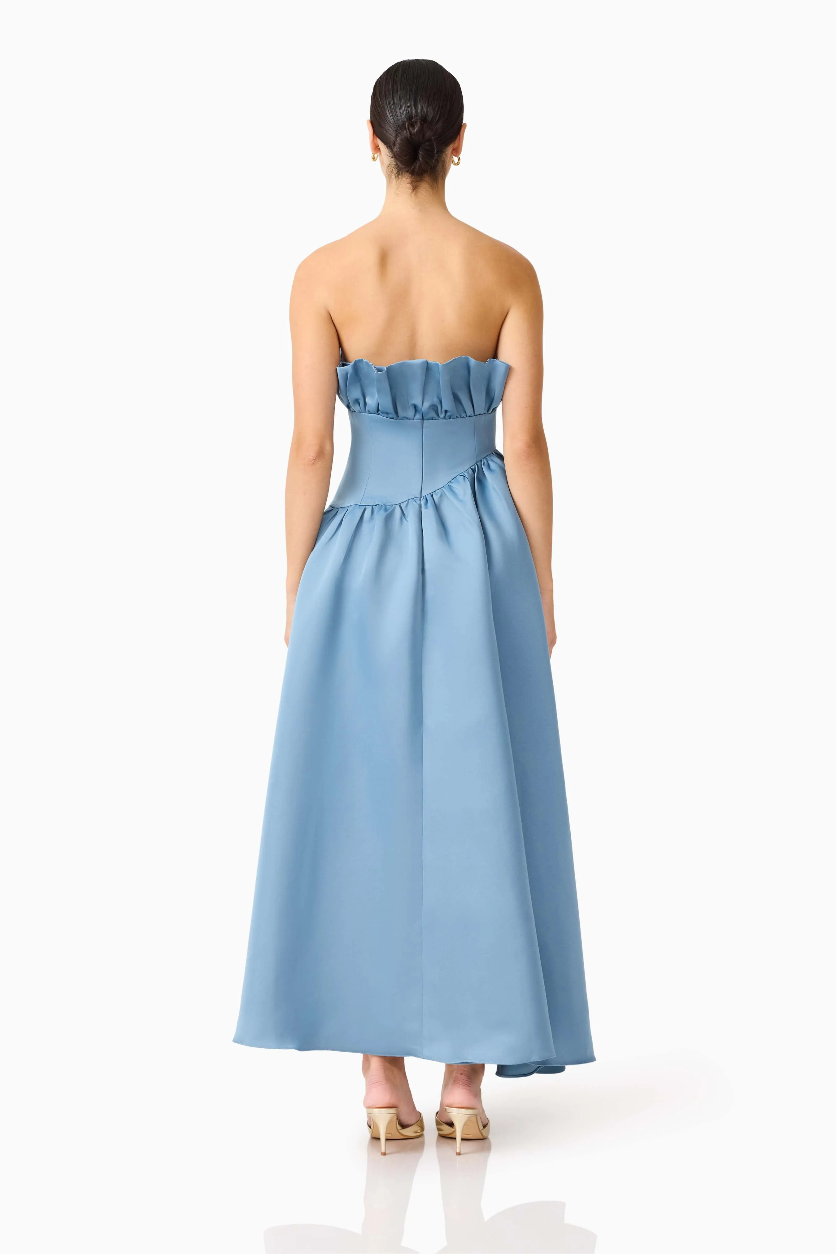 Linen-Blend Laurel Sleeveless Maxi Dress in Steel Blue