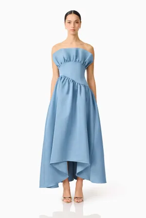 Laurel Sleeveless Maxi Dress in Steel Blue Fit Waist