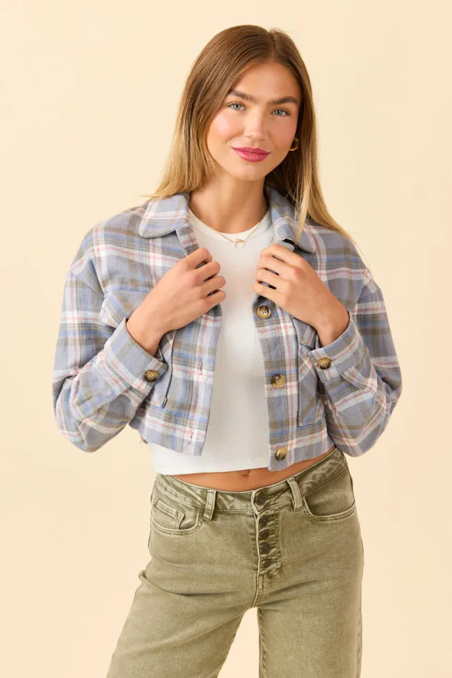 Gloria Light Blue Plaid Jacket SALE Reinforced Elbow Panels