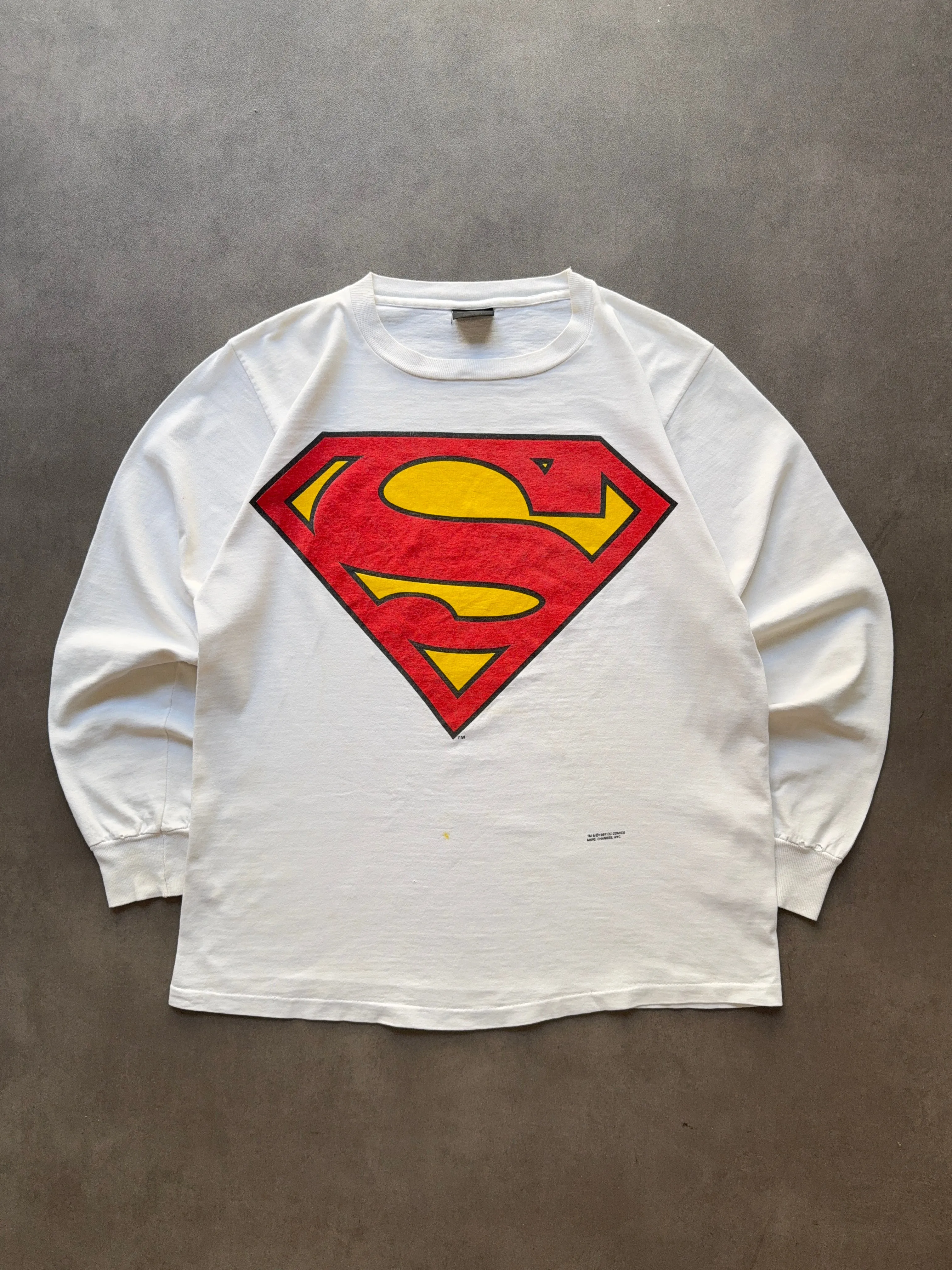 1990s Superman longsleeve (L) Fade Resistant Dye UV Protection Fabric