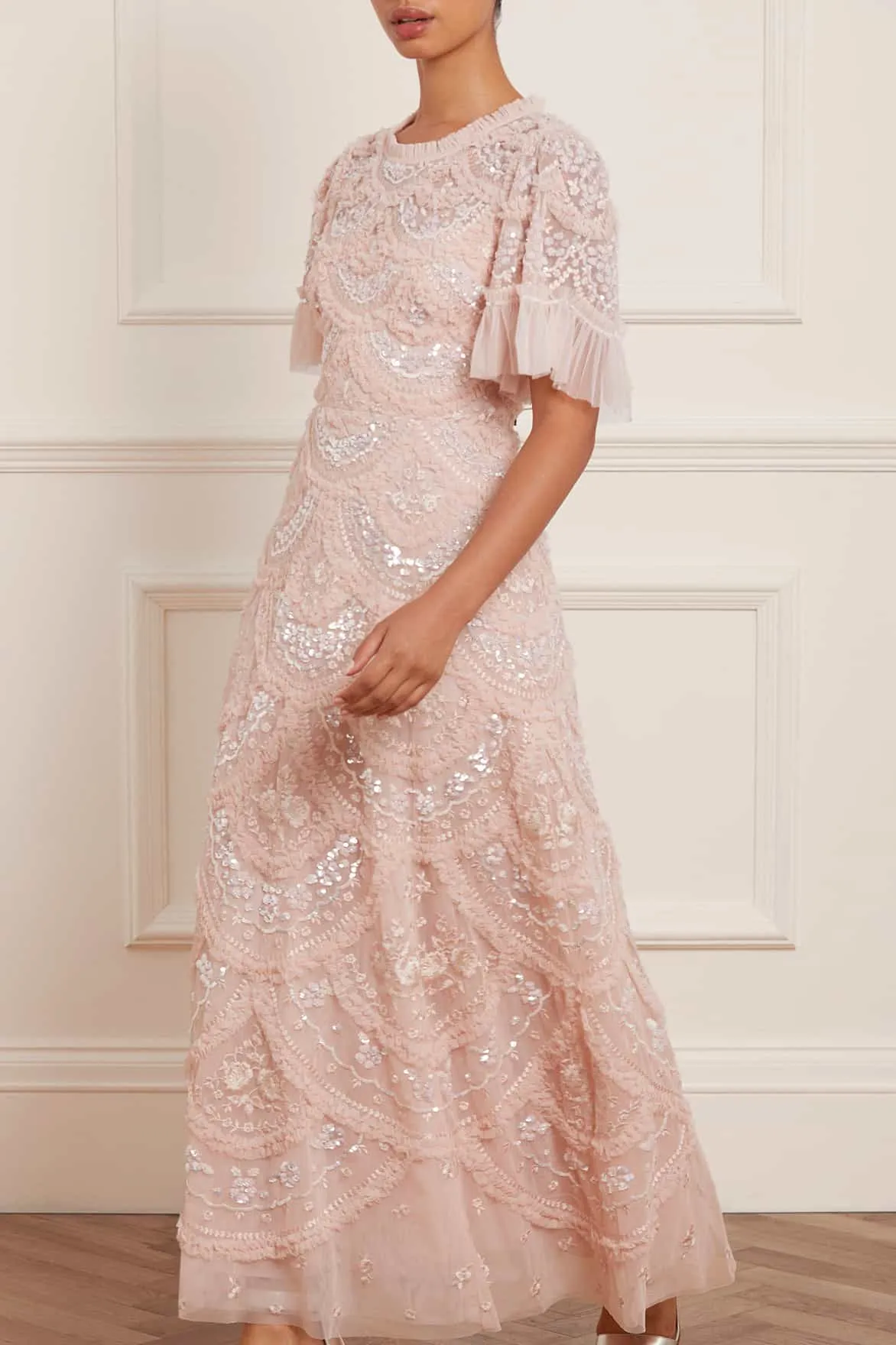 Carmen Ruffle Ankle Gown Classic Tailoring Lower Hem