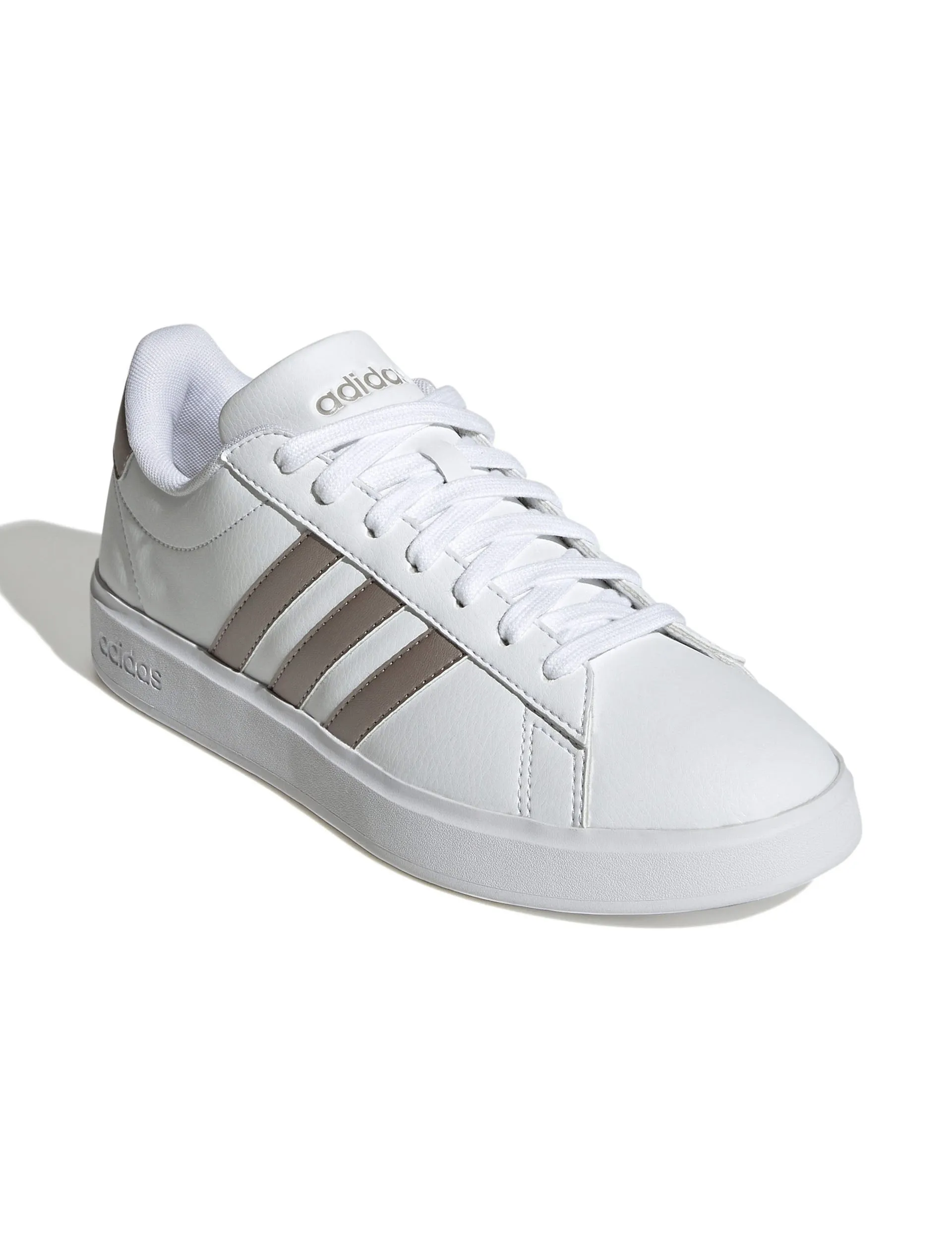 Block Stride Earth Tone Grand Court 2.0 Shoes - Cloud White/Platinum Metallic