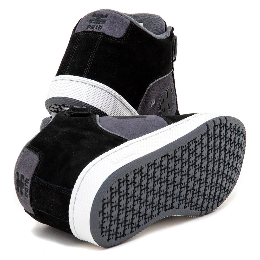 Grasshopper (Black / Grey Suede) Padded collar Fashion Edge