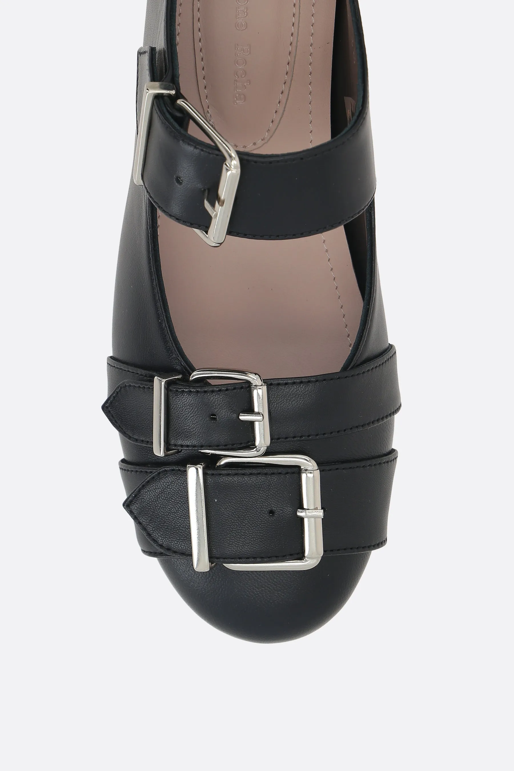Flat footbed Grip ballerinas in nappa with buckles