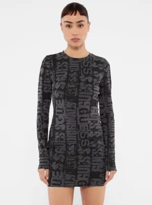 Work Mood Guess Originals Black Printed Mini Dress
