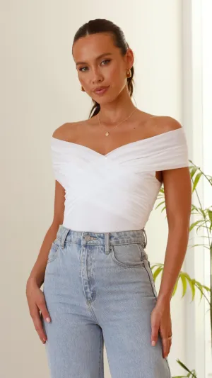 HighVisibility FlatlockStitching Haiku Bodysuit - White