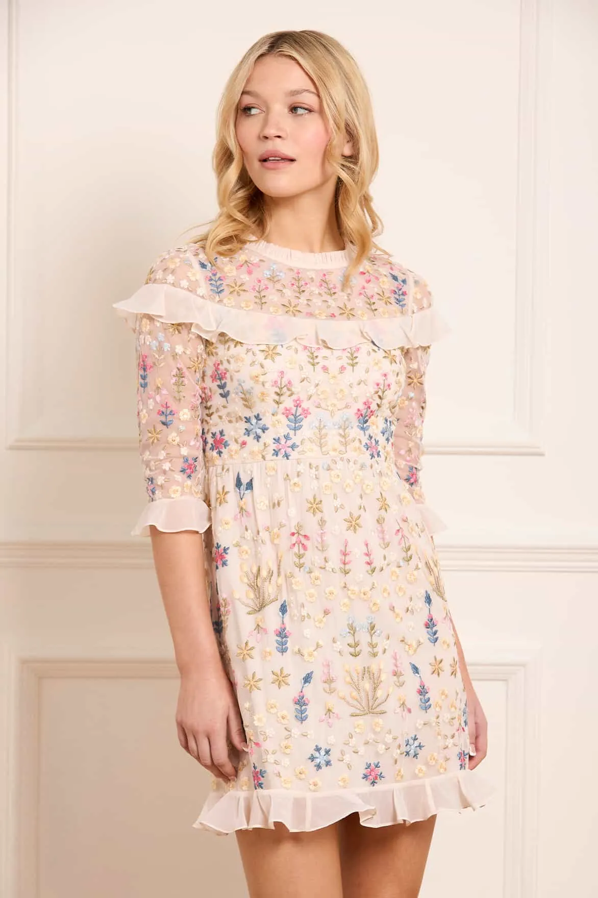 Casual Mode Trendy midi dress Flowerbed Embroidery Mini Dress