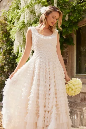 Hattie Scoop Neck Ankle Gown Understated Charm Sharp Edge