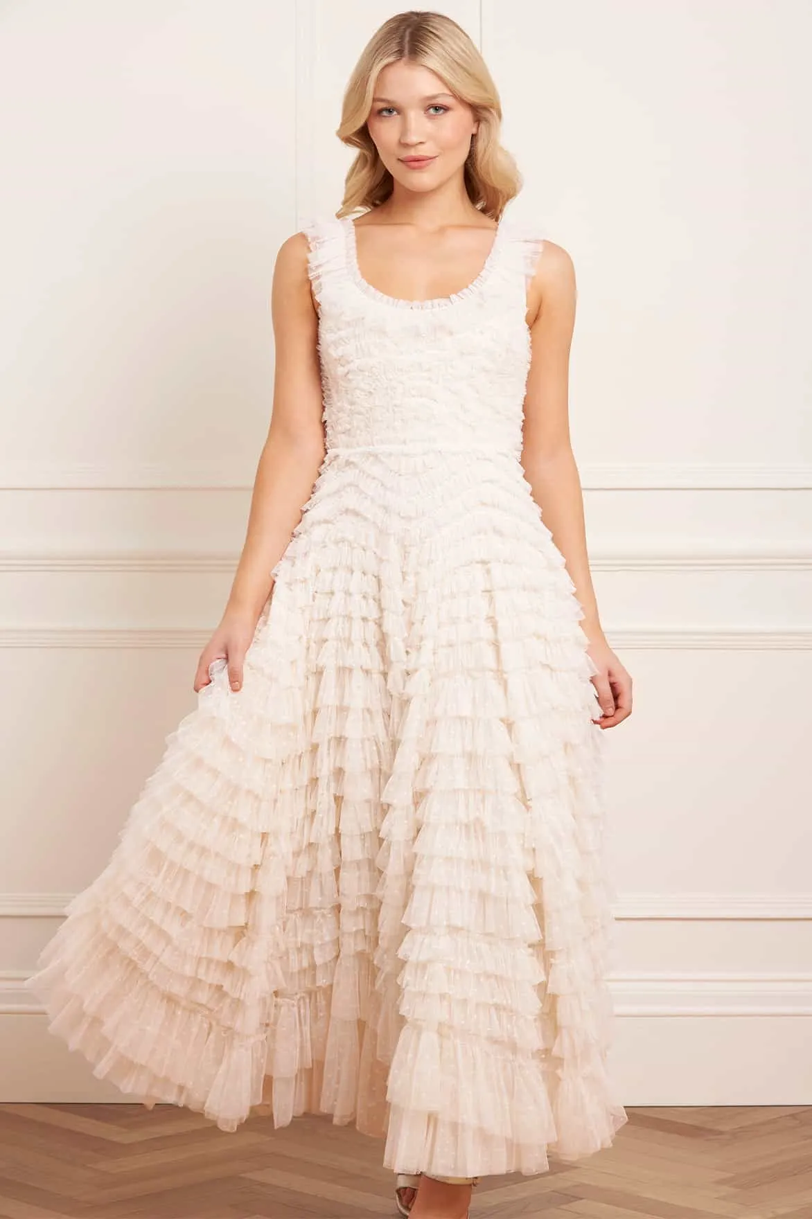 Hattie Scoop Neck Ankle Gown Color Pop Grass Soft